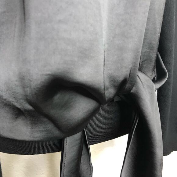 Cabi Crosstie black silky tie front knit back top size Medium #4288 - Picture 6 of 14